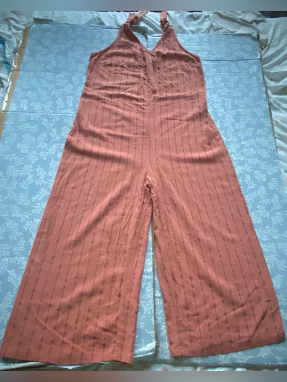 URBAN Romantics Rust Halter Wide-Leg Knit Jumpsuit